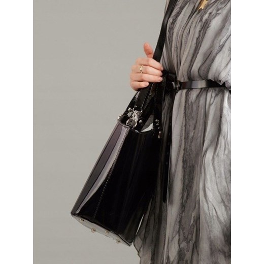 Shopper bag Rovicky lakierowana elegancka na ramię ze skóry ekologicznej 