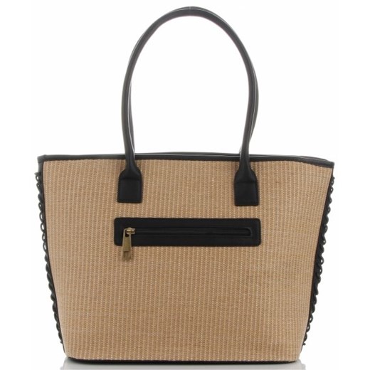 Shopper bag Diana&Co brązowa wakacyjna z breloczkiem mieszcząca a5 do ręki 