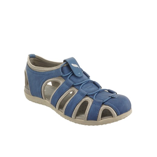 Sandały damskie niebieskie Geox casualowe na lato płaskie z gumy bez wzorów na płaskiej podeszwie 
