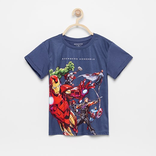 Reserved - T-shirt Avengers - Granatowy  Reserved 110 