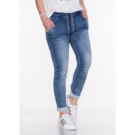 Włoskie spodnie dresowe jeans MILANO 2 przecierany jeans   M Lagattini.pl