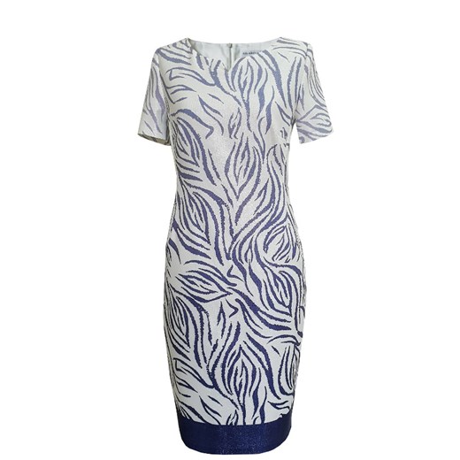 Sukienka Vitovergelis midi prosta w abstrakcyjne wzory z okrągłym dekoltem 