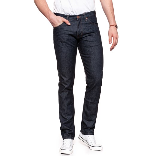 Niebieskie jeansy męskie Wrangler bez wzorów 