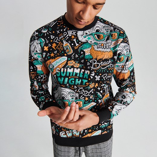 Bluza męska Cropp w stylu młodzieżowym w abstrakcyjnym wzorze 