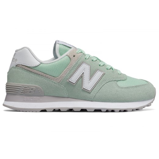 Buty sportowe damskie miętowe New Balance w stylu casual sznurowane z zamszu eleganckie 