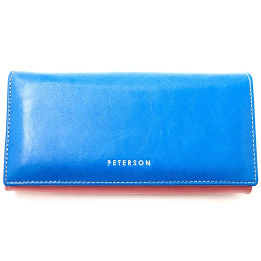 Niebiesko-różowy damski portfel skórzany Peterson PL 435 N