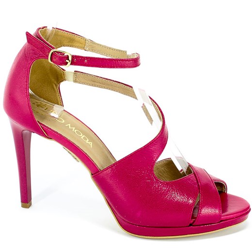 Sandały damskie Euro Moda eleganckie czerwone na szpilce na wysokim obcasie z klamrą bez wzorów 