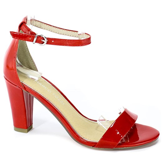 Sandały damskie Marco Tozzi czerwone eleganckie na obcasie 