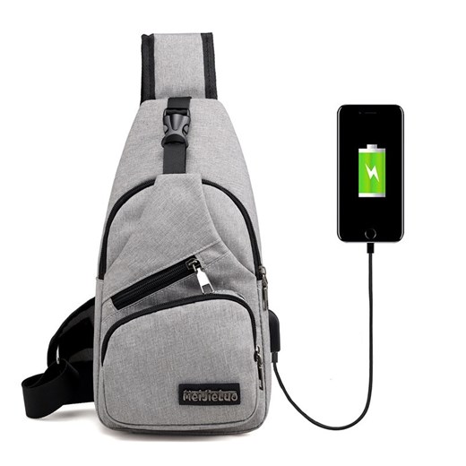 Plecak miejski organizer na jedno ramię z USB Kolor: szary    inBag
