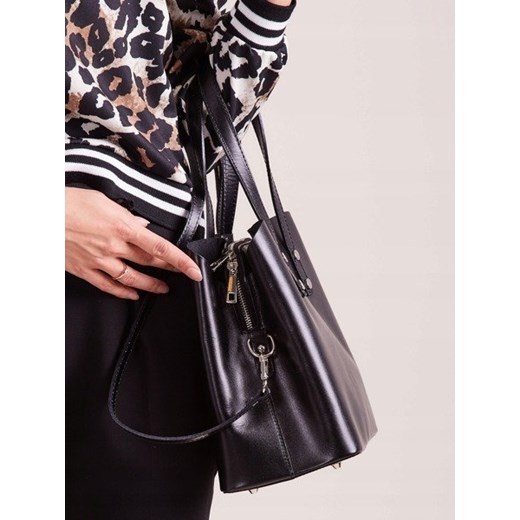 Shopper bag Rovicky lakierowana elegancka skórzana na ramię 