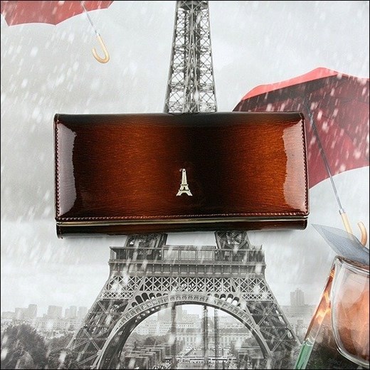 Skórzany lakierowany portfel damski brązowy Paris Design 72401 Paris Design  uniwersalny Skorzana.com
