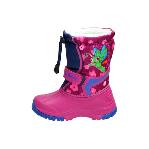 Buty zimowe dziecięce American Club śniegowce z nadrukami na rzepy 