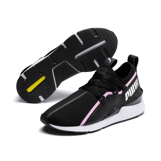 Buty sportowe damskie Puma w stylu casual młodzieżowe czarne tkaninowe 