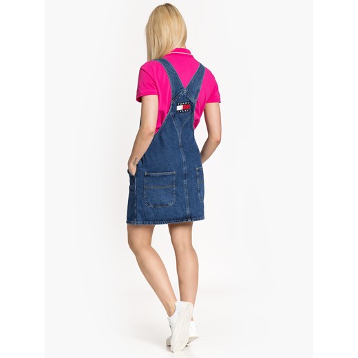 Sukienka Tommy Jeans z dekoltem karo mini na spacer gładka 