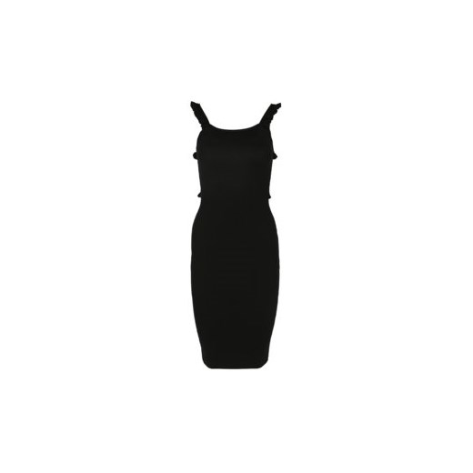 Sukienka czarna Pinko na sylwestra z okrągłym dekoltem na ramiączkach ołówkowa 