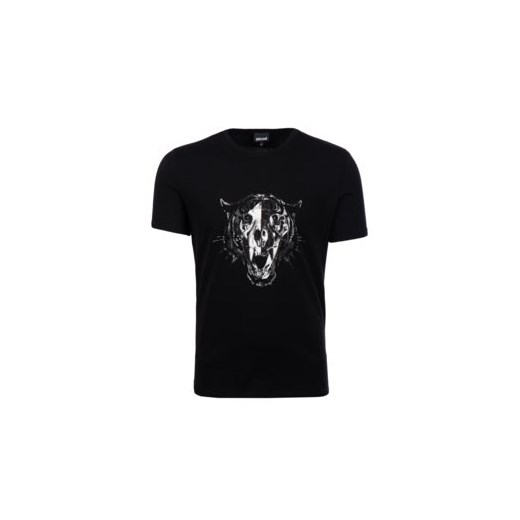 T-shirt męski czarny Just Cavalli z krótkim rękawem 