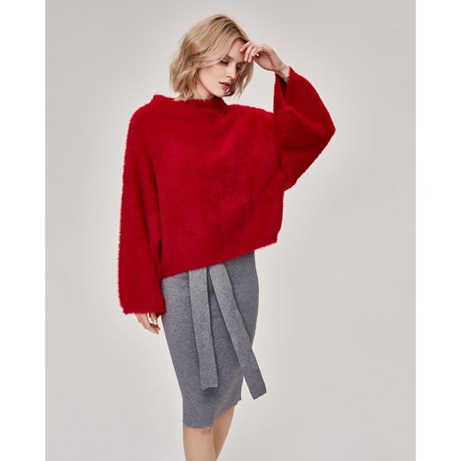 Sweter damski na zimę bez wzorów z poliamidu 