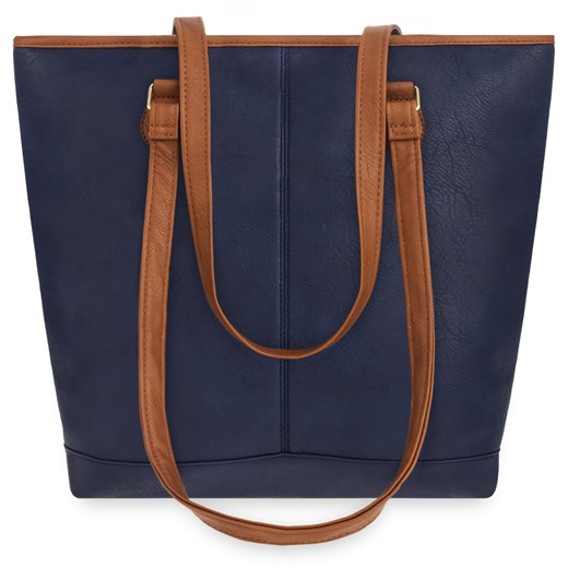 Shopper bag matowa z frędzlami ze skóry ekologicznej na ramię 