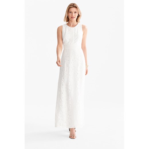 Biała sukienka Yessica prosta maxi z okrągłym dekoltem karnawałowa 