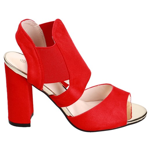 Sandały damskie Good-In czerwone ze skóry ekologicznej bez wzorów 