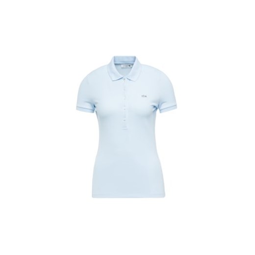 Lacoste bluzka damska niebieska bez wzorów z kołnierzykiem z krótkim rękawem 