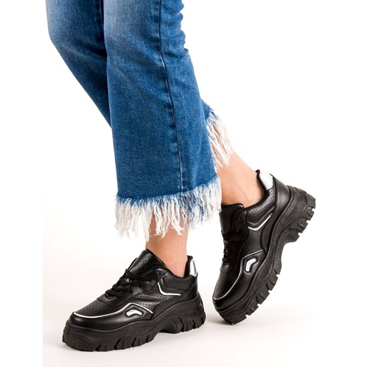 Sneakersy damskie Shelovet na wiosnę na platformie bez wzorów 