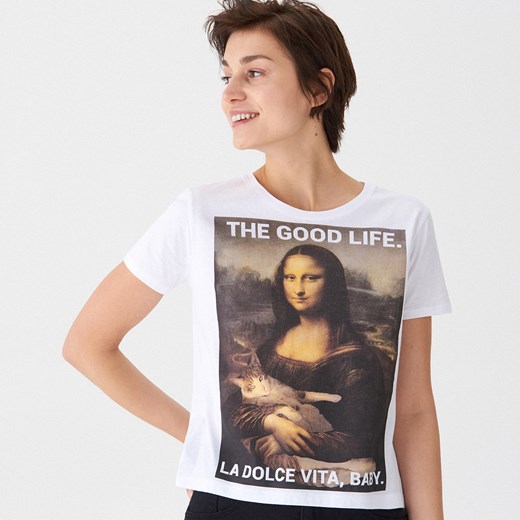 House - Koszulka z nadrukiem Mona Lisa - Biały House  XL 