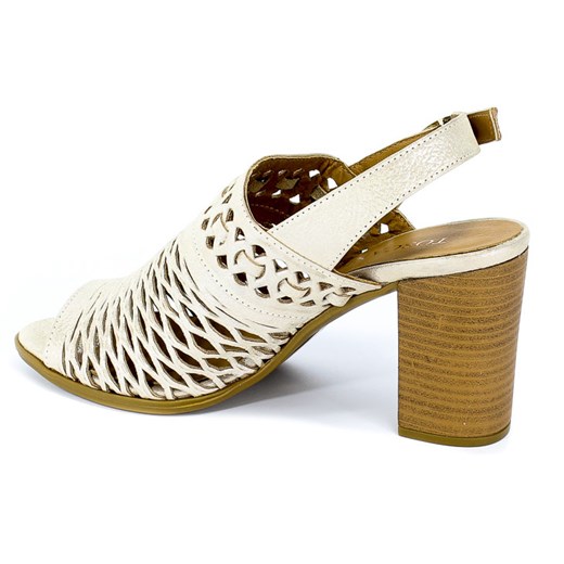 Toscanio sandały damskie bez wzorów na obcasie eleganckie na średnim 