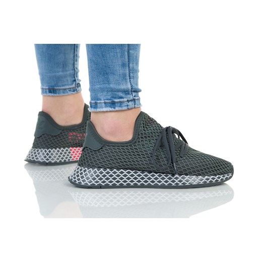 Buty sportowe damskie Adidas na płaskiej podeszwie wiązane gładkie 