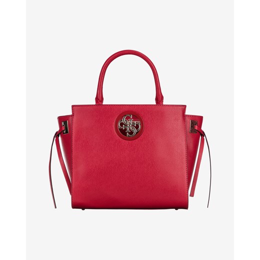 Shopper bag czerwona Guess bez dodatków do ręki 