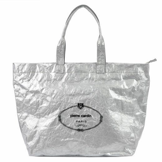 Shopper bag srebrna Pierre Cardin lakierowana bez dodatków 