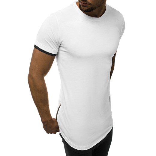 T-shirt męski Ozonee z krótkim rękawem biały bawełniany 