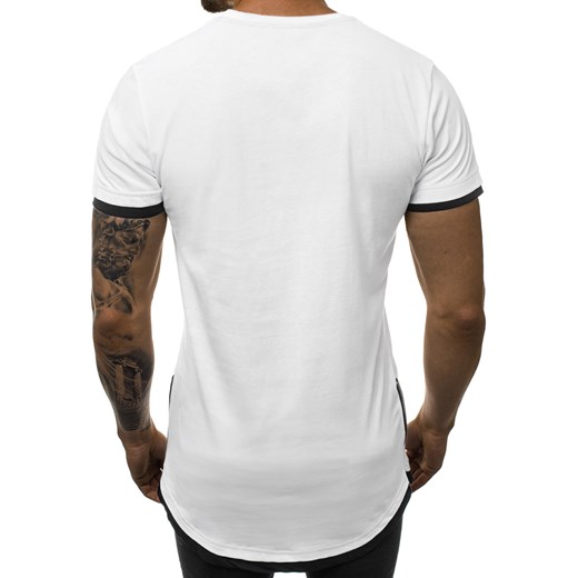 T-shirt męski biały Ozonee bawełniany z krótkim rękawem 