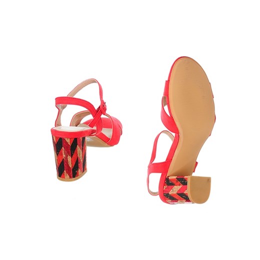 Sandały damskie Filippo czerwone eleganckie ze skóry ekologicznej 