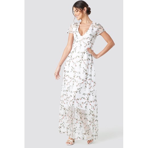 NA-KD Party Flower Applique Sheer Maxi Dress - White NA-KD Party  38 NA-KD