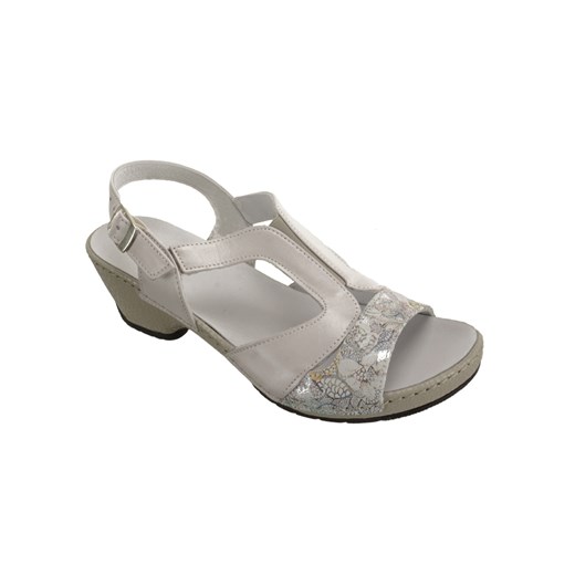 Sandały damskie Comfortabel na obcasie białe z niskim obcasem casual skórzane letnie 