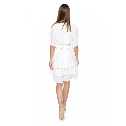 Biała sukienka ze stopniowanymi falbanami L'AF DAISY