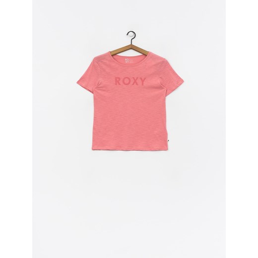 Różowa bluzka damska Roxy z okrągłym dekoltem z krótkim rękawem 