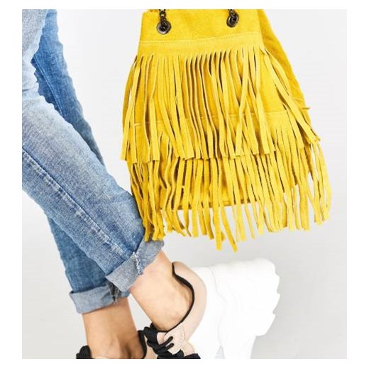 Shopper bag żółta Lu Boo skórzana średniej wielkości 
