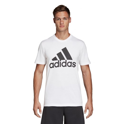 Biała koszulka sportowa Adidas na wiosnę z napisem 