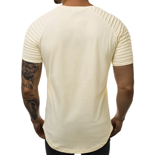 T-shirt męski Ozonee beżowy z krótkim rękawem 