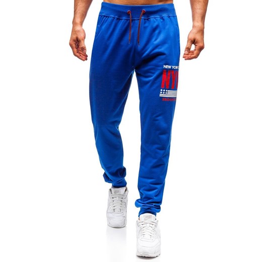 Spodnie męskie dresowe joggery niebieskie Denley MK02 Denley  XL okazja  