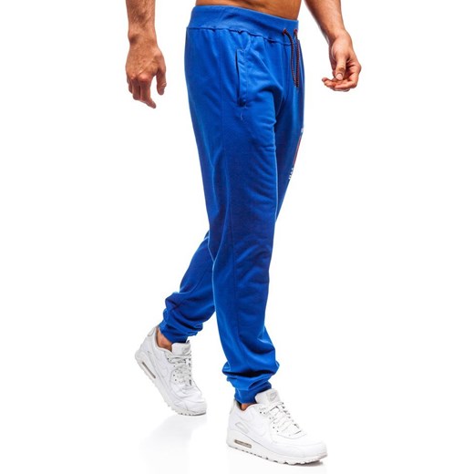 Spodnie męskie dresowe joggery niebieskie Denley MK02 Denley  L okazyjna cena  