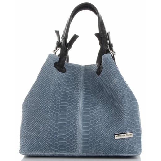 Shopper bag Vittoria Gotti matowa niebieska średnia 
