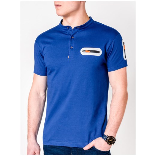 T-shirt męski bez nadruku S665 - niebieski