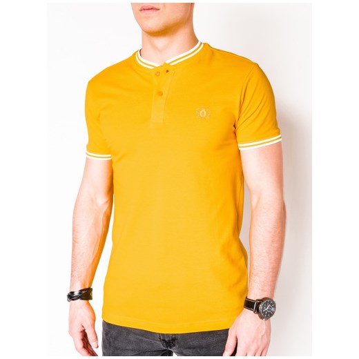 Koszulka męska polo bez nadruku S843 - żółta