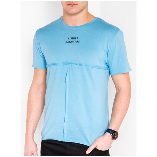 T-shirt męski z nadrukiem S958 - błękitny