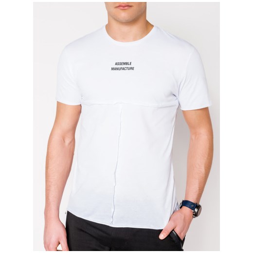 T-shirt męski z nadrukiem S958 - biały