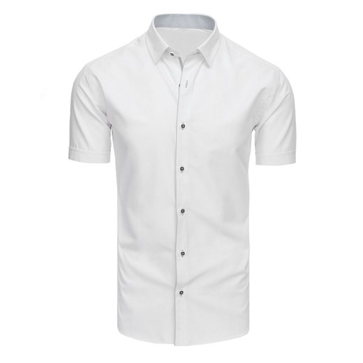 Koszula męska elegancka z krótkim rękawem biała (kx0878)  Dstreet XXL okazja  