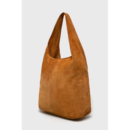 Shopper bag Answear ze skóry zamszowa brązowa bez dodatków na ramię 